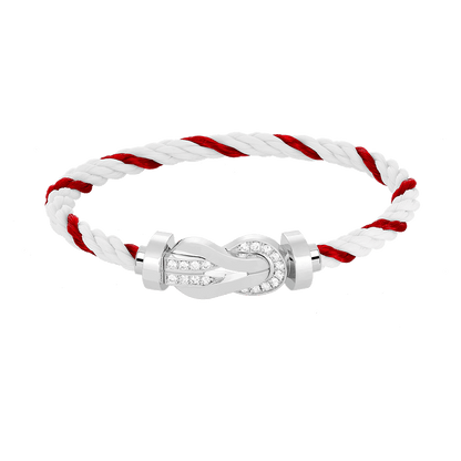 [vivabelle]CHANCE LARGE 8 FIGURE BUCKLE HALF DIAMOND BRACELET SILVER