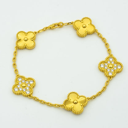 [vivabelle]CLOVER BRACELET 5 MOTIFS GOLD DIAMOND
