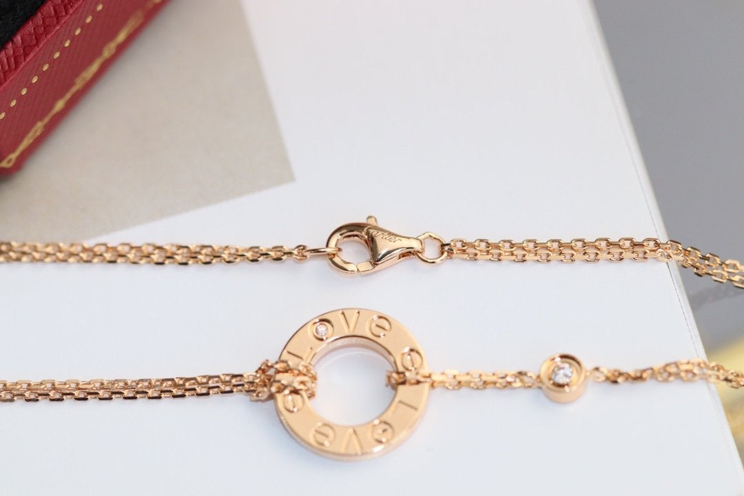 [vivabelle]LOVE NECKLACE ADJUSTABLE ROSE GOLD 2 DIAMOND