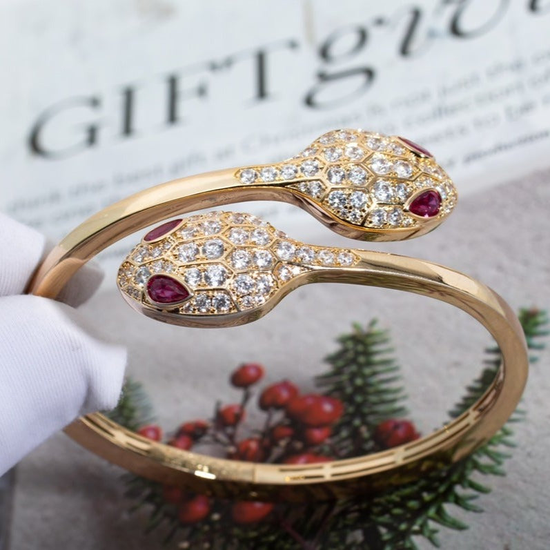 [vivabelle]SERPENTI BRACELET PINK GOLD DIAMOND DOUBLE SNAKE