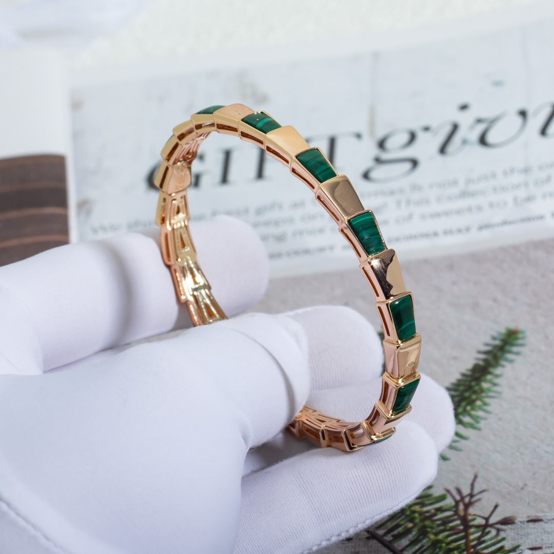 [vivabelle]SERPENTI BRACELET PINK GOLD MALACHITE