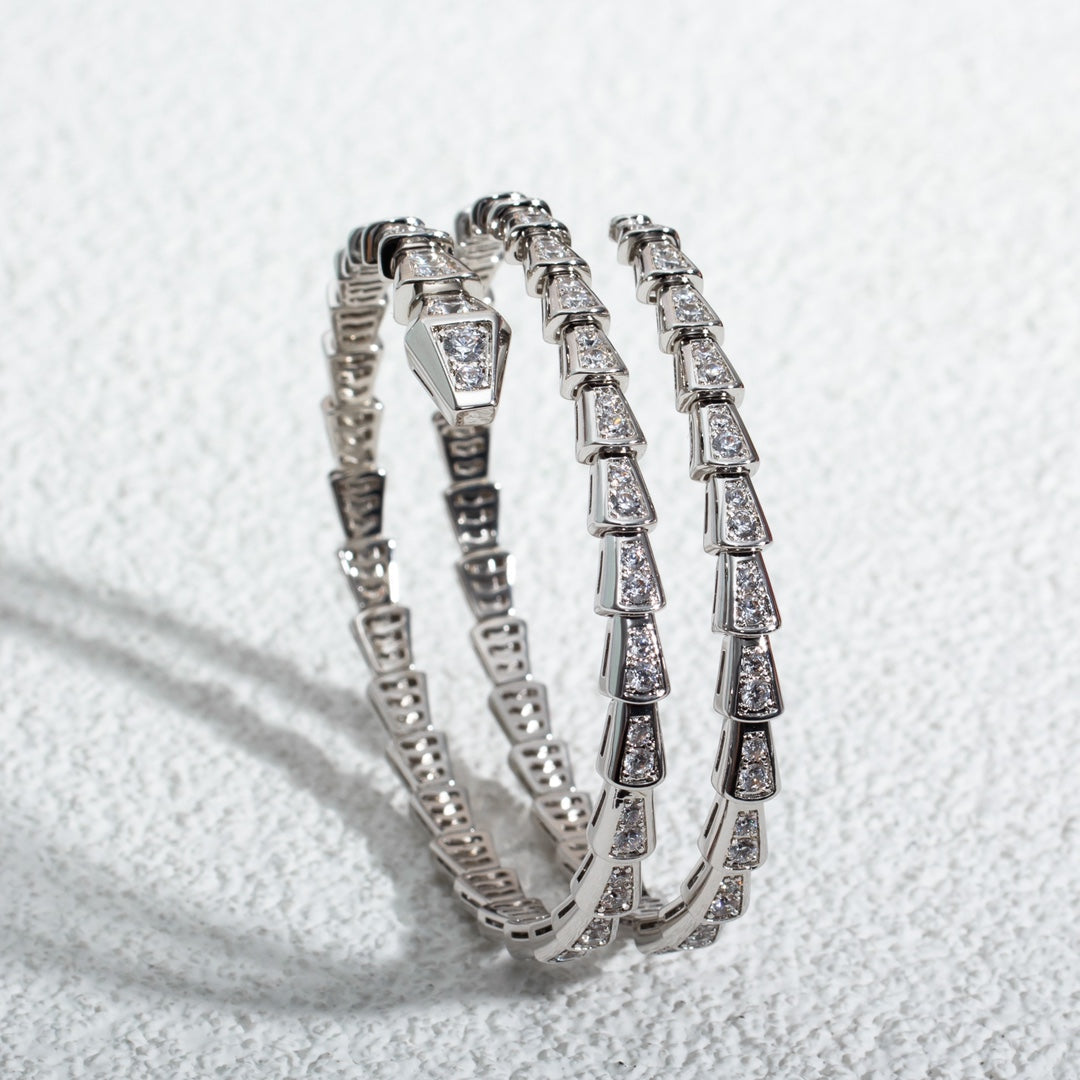 [vivabelle]SERPENTI BRACELET SILVER DIAMOND DOUBLE ROW