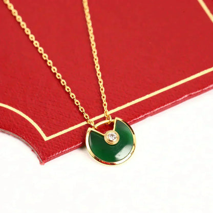 [vivabelle]AMULETTE GOLD MALACHITE NECKLACE