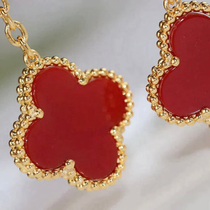 [vivabelle]CLOVER  2 MOTIF  TIGER EYE CARNELIAN EARRINGS