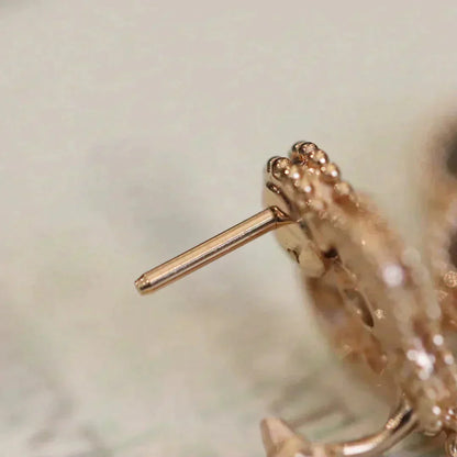 [vivabelle]CLOVER MEDIUM 1 MOTIFS FUll DIAMOND EARRINGS