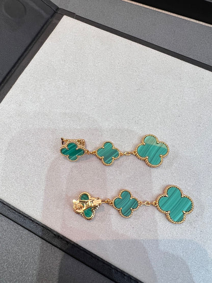 [vivabelle]CLOVER MALACHITE 3 MOTIFS GOLD