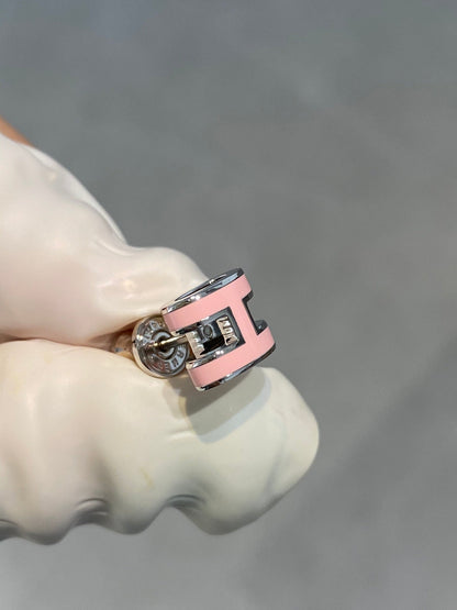 [vivabelle]MINI POP H SILVER EARRINGS PINK