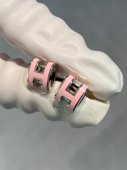 [vivabelle]MINI POP H SILVER EARRINGS PINK