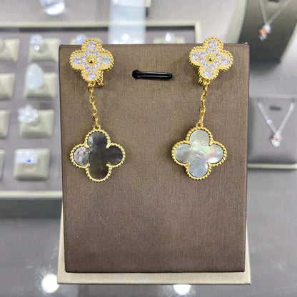 [vivabelle]CLOVER  2 MOTIFS  DIAMOND  EARRINGS (MULTIPLE CHOICESç´