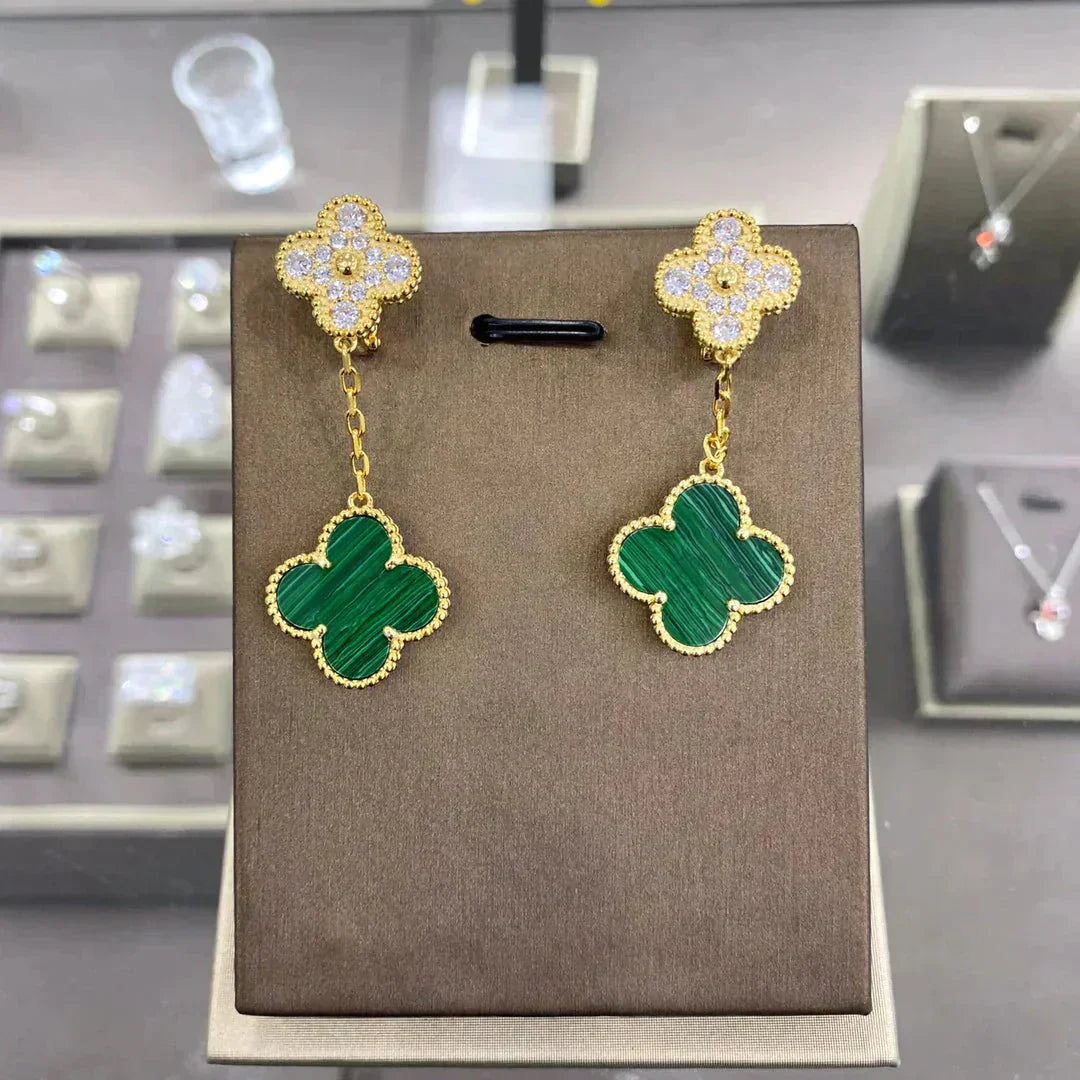 [vivabelle]CLOVER  2 MOTIFS  DIAMOND  EARRINGS (MULTIPLE CHOICESç´