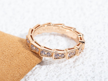 [vivabelle]SERPENTI RING PINK GOLD DIAMOND PAVED 3MM