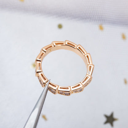 [vivabelle]SERPENTI RING PINK GOLD DIAMOND PAVED 3MM