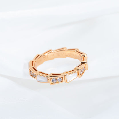 [vivabelle]SERPENTI RING PINK GOLD DIAMOND MOP 3MM