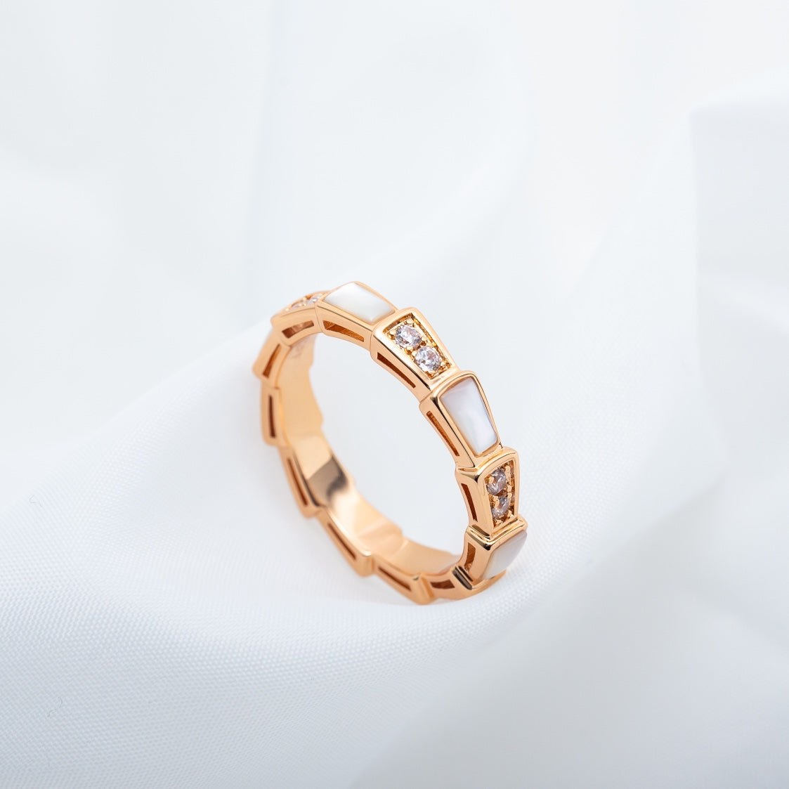 [vivabelle]SERPENTI RING PINK GOLD DIAMOND MOP 3MM