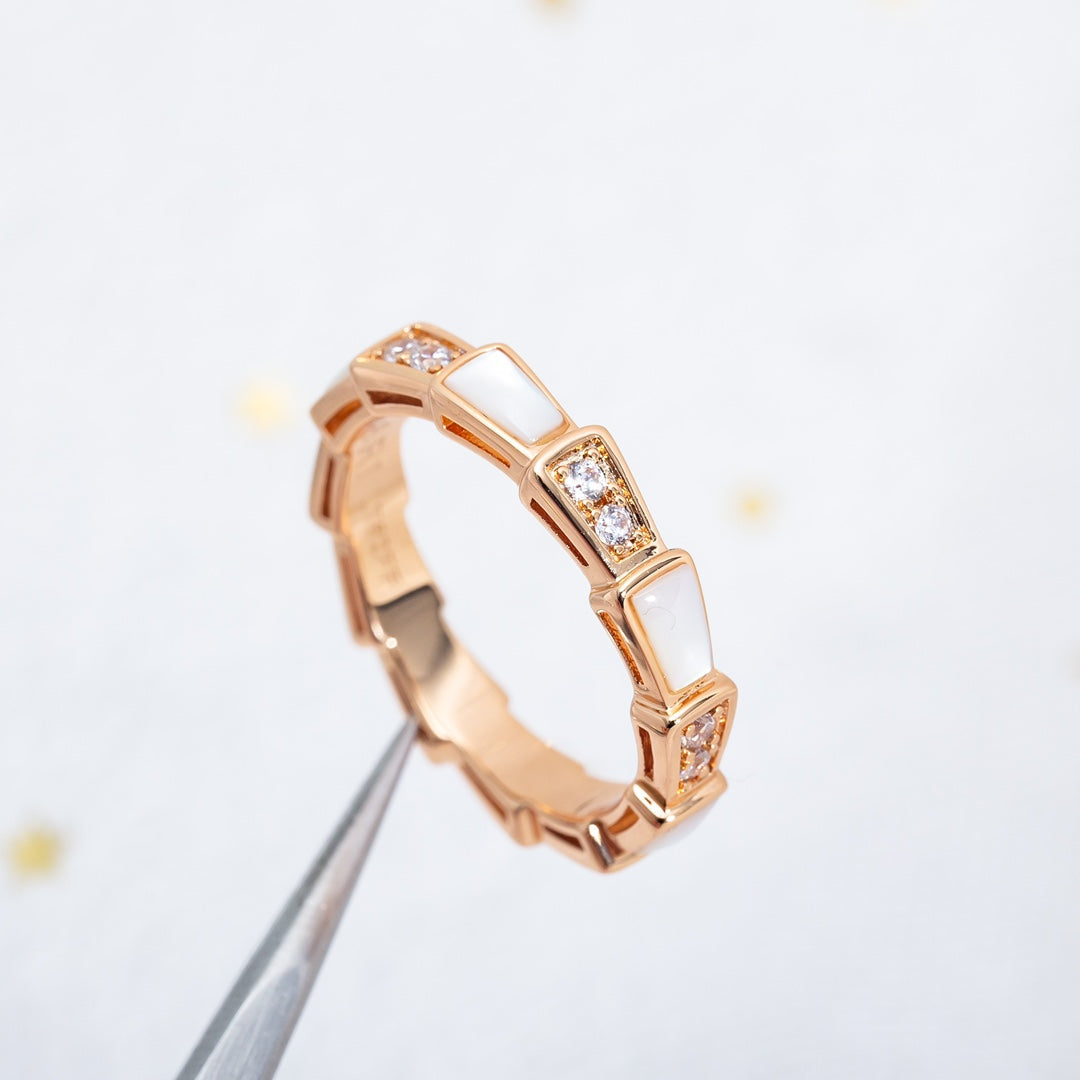 [vivabelle]SERPENTI RING PINK GOLD DIAMOND MOP 3MM