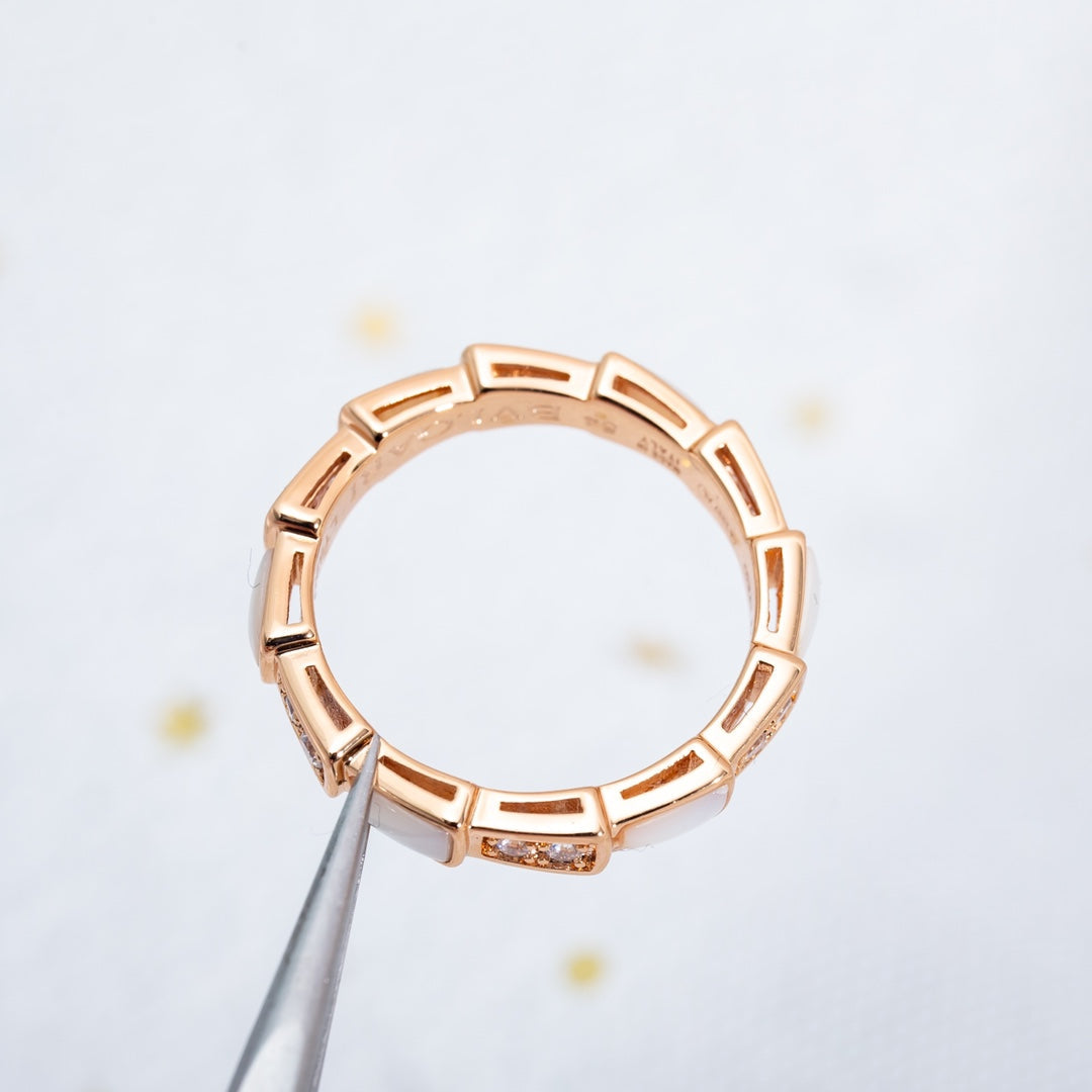 [vivabelle]SERPENTI RING PINK GOLD DIAMOND MOP 3MM