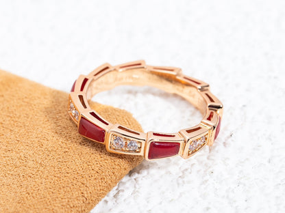 [vivabelle]SERPENTI RING PINK GOLD CARNELIAN DIAMOND 3MM