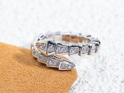 [vivabelle]SERPENTI RING SILVER DIAMOND PAVED 4MM