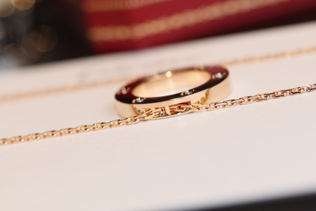 [vivabelle]LOVE NECKLACE 16MM 6 DIAMONDS PINK GOLD