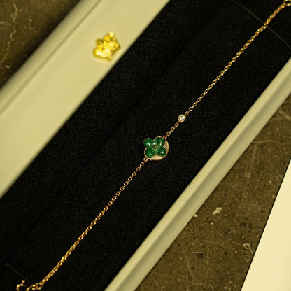 [vivabelle]SUN MALACHITE 1 DIAMOND PINK GOLD BRACELET