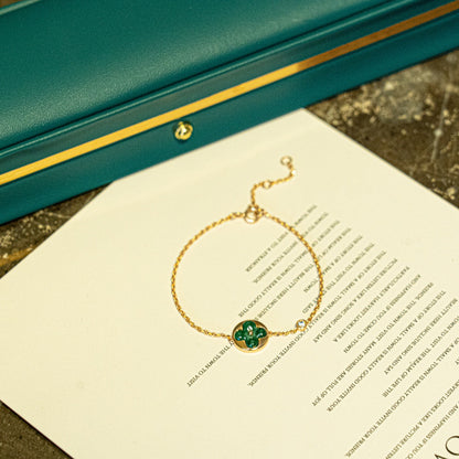 [vivabelle]SUN MALACHITE 1 DIAMOND PINK GOLD BRACELET