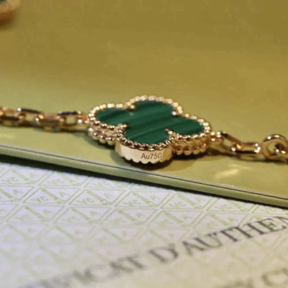 [vivabelle]CLOVER 5 MOTIFS MALACHITE BRACELET