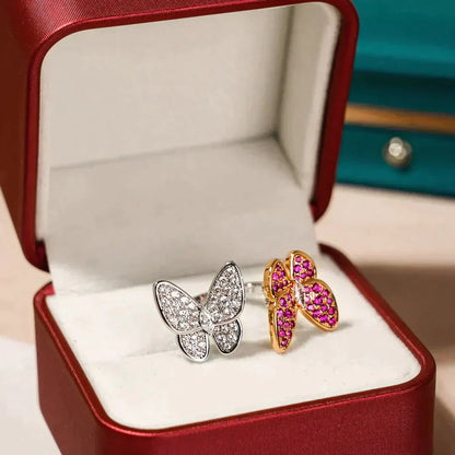 [vivabelle]TWIN BUTTERFLY DIAMOND RING