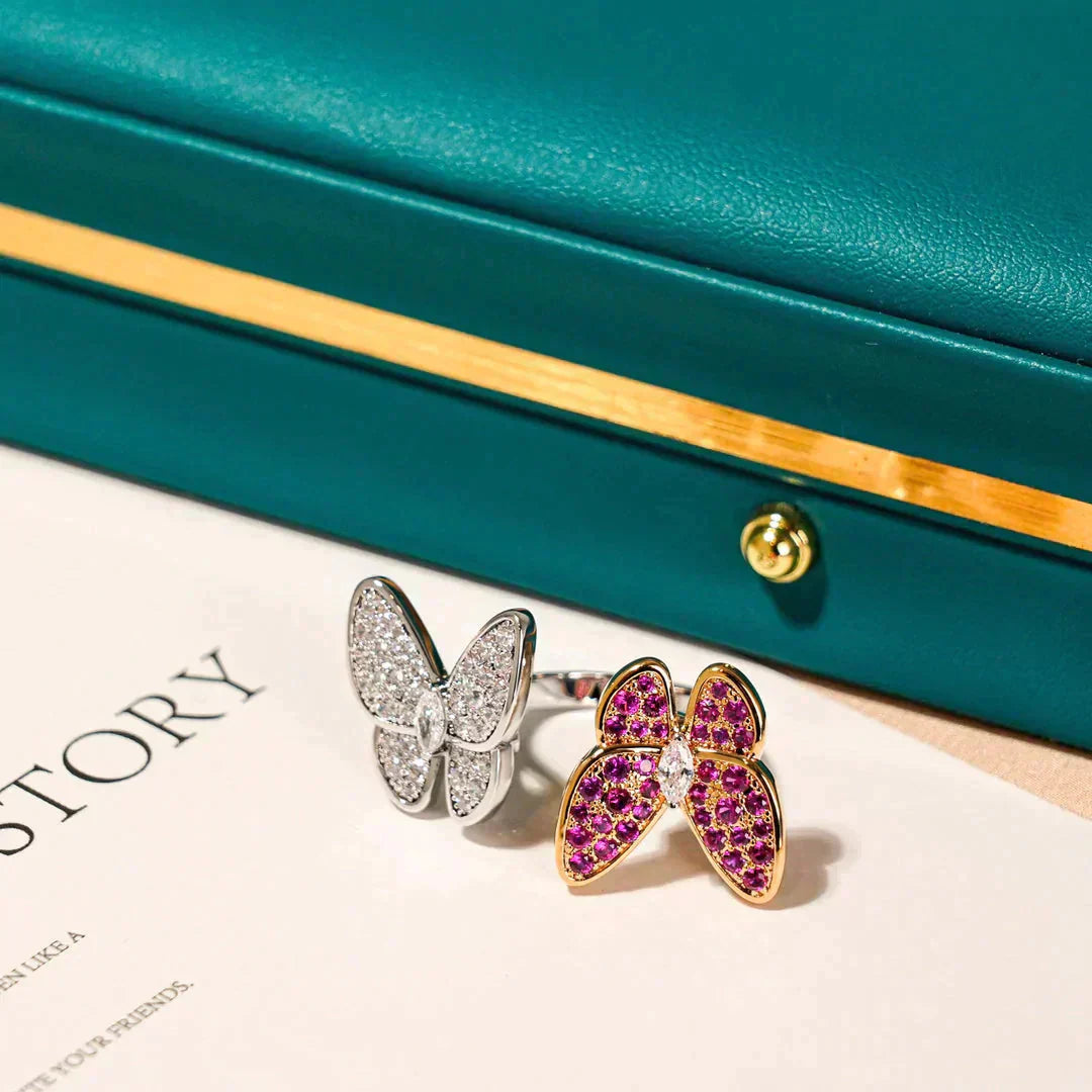 [vivabelle]TWIN BUTTERFLY DIAMOND RING