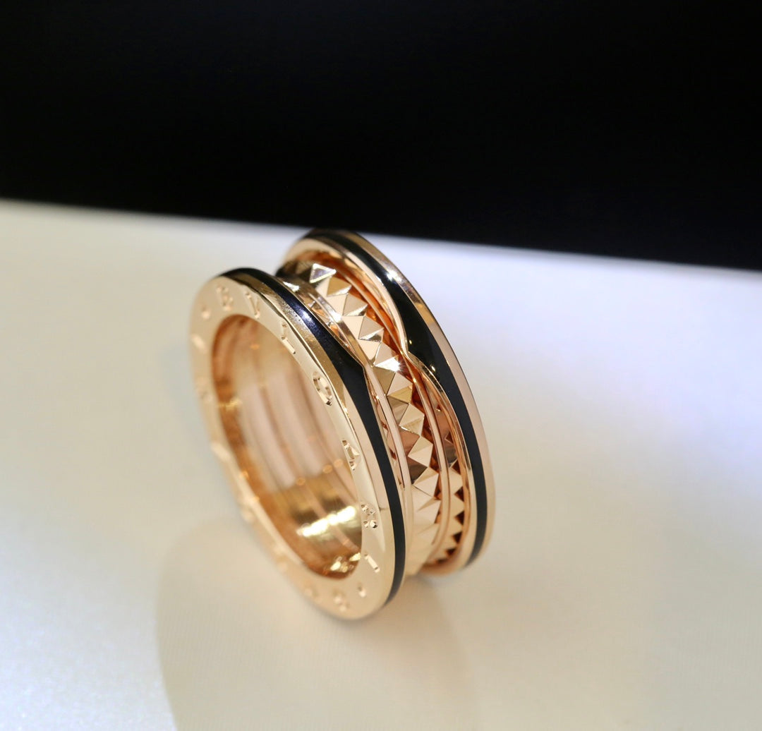 [vivabelle]ZERO 1 PINK GOLD BLACK CERAMIC RING