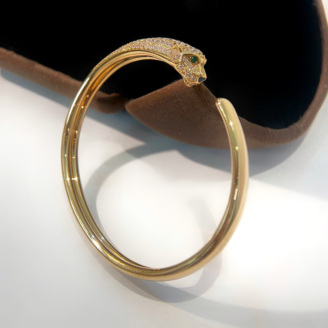 [vivabelle]PANTHERE GOLD DIAMOND OPEN BRACELET