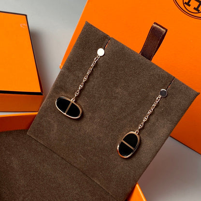 [vivabelle]CHAINE VERSO BLACK CERAMIC EARRINGS