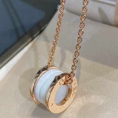 [vivabelle]ZERO 1 WHITE CERAMIC PINK GOLD NECKLACE