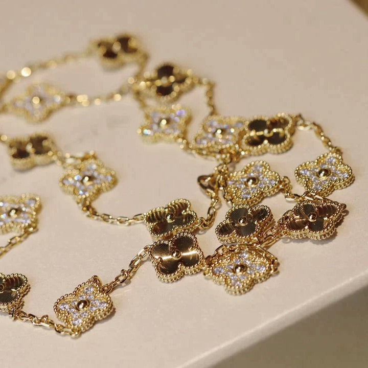 [vivabelle]CLOVER 20 MOTIFS LASER DIAMOND NECKLACE