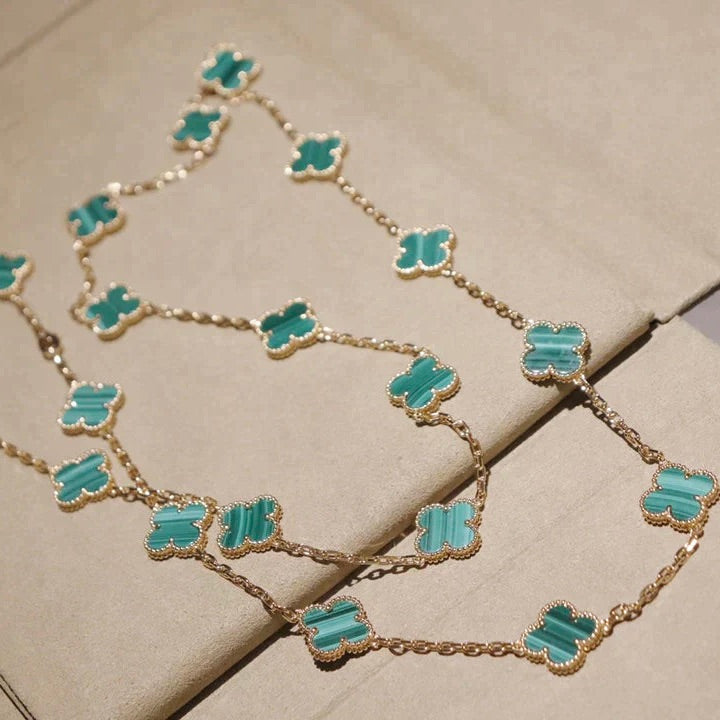 [vivabelle]CLOVER 20 MOTIFS MALACHITE GOLD