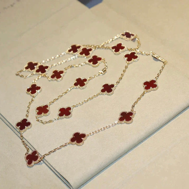 [vivabelle]CLOVER 20 MOTIFS CARNELIAN NECKLACE