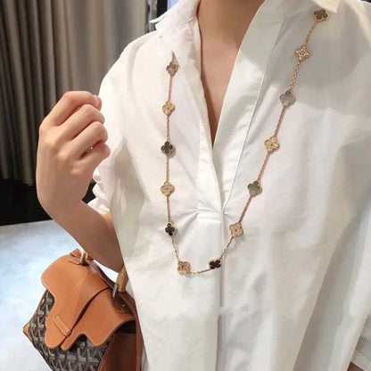 [vivabelle]CLOVER 20 MOTIFS DARK MOP DIAMOND  NECKLACE