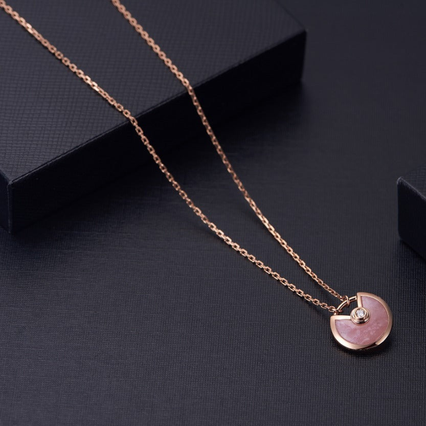 [vivabelle]AMULETTE ROSE GOLD PINK MOP NECKLACE