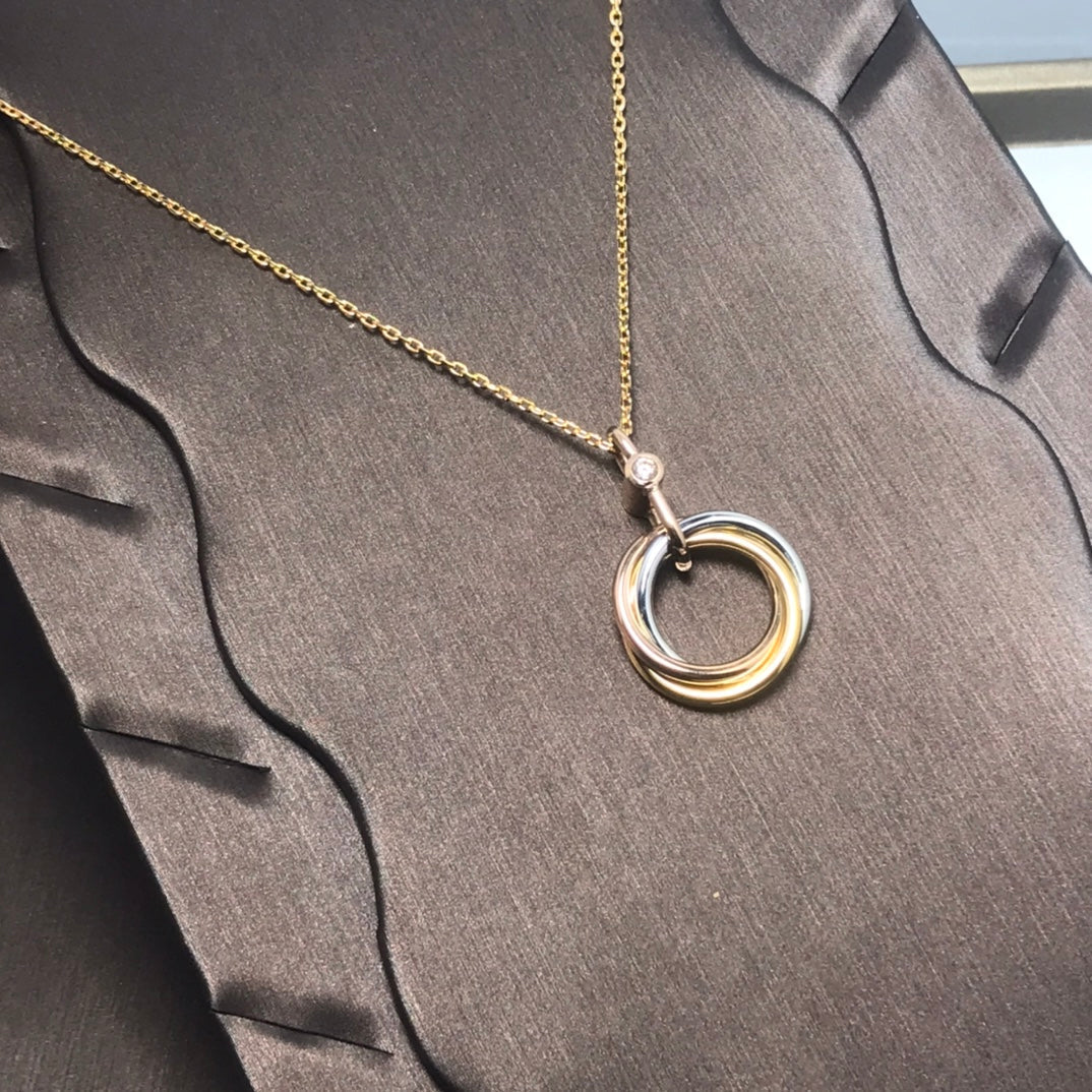 [vivabelle]TRINITY SILVER GOLD PINK GOLD NECKLACE