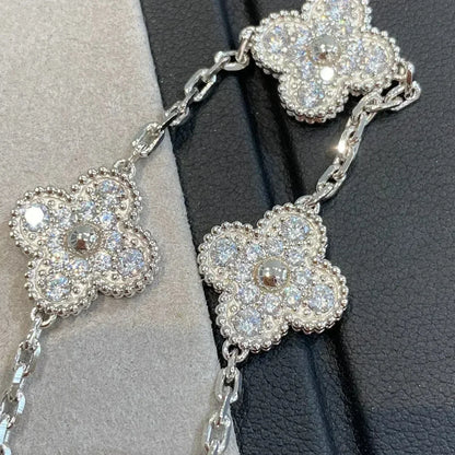 [vivabelle]CLOVER 5 MOTIFS  DIAMOND BRACELET SILVER