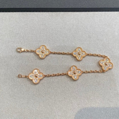 [vivabelle]CLOVER 5 MOTIFS  FULL DIAMOND BRACELET