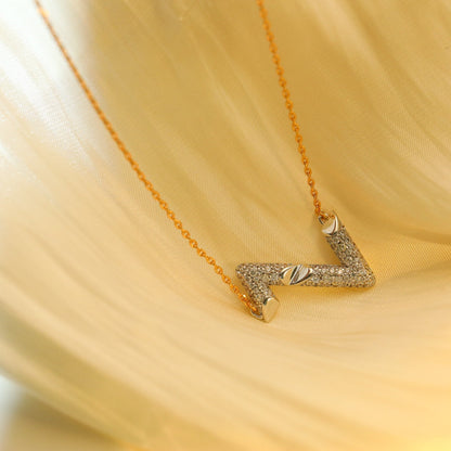 [vivabelle]VOLT SILVER DIAMOND PEDANT NECKLACE