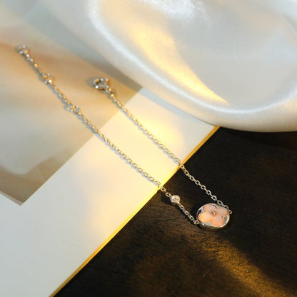 [vivabelle]SUN MOTIF PINK MOP SILVER BRACELET