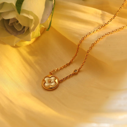 [vivabelle]SUN PEDANT PINK GOLD 1 DIAMOND NECKLACE