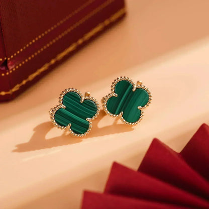 [vivabelle]CLOVER MEDIUM 1 MOTIFS MALACHITE  EARRINGS