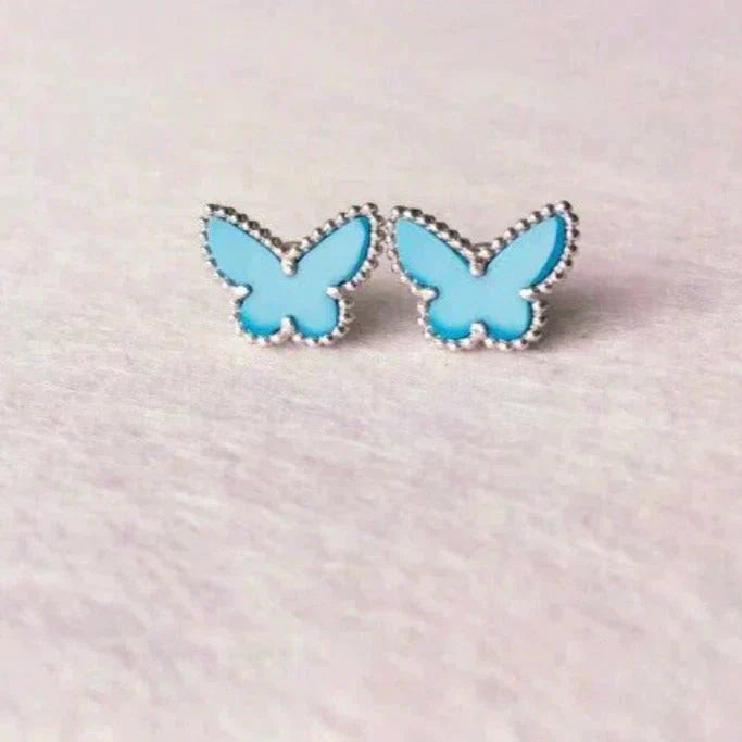 [vivabelle]BUTTERFLY TURQUOISE EARRINGS SILVER