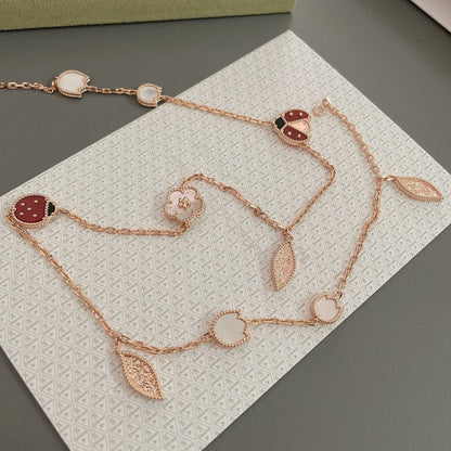 [vivabelle]LUCKY SPRING 15 MOTIFS ROSE GOLD NECKLACE