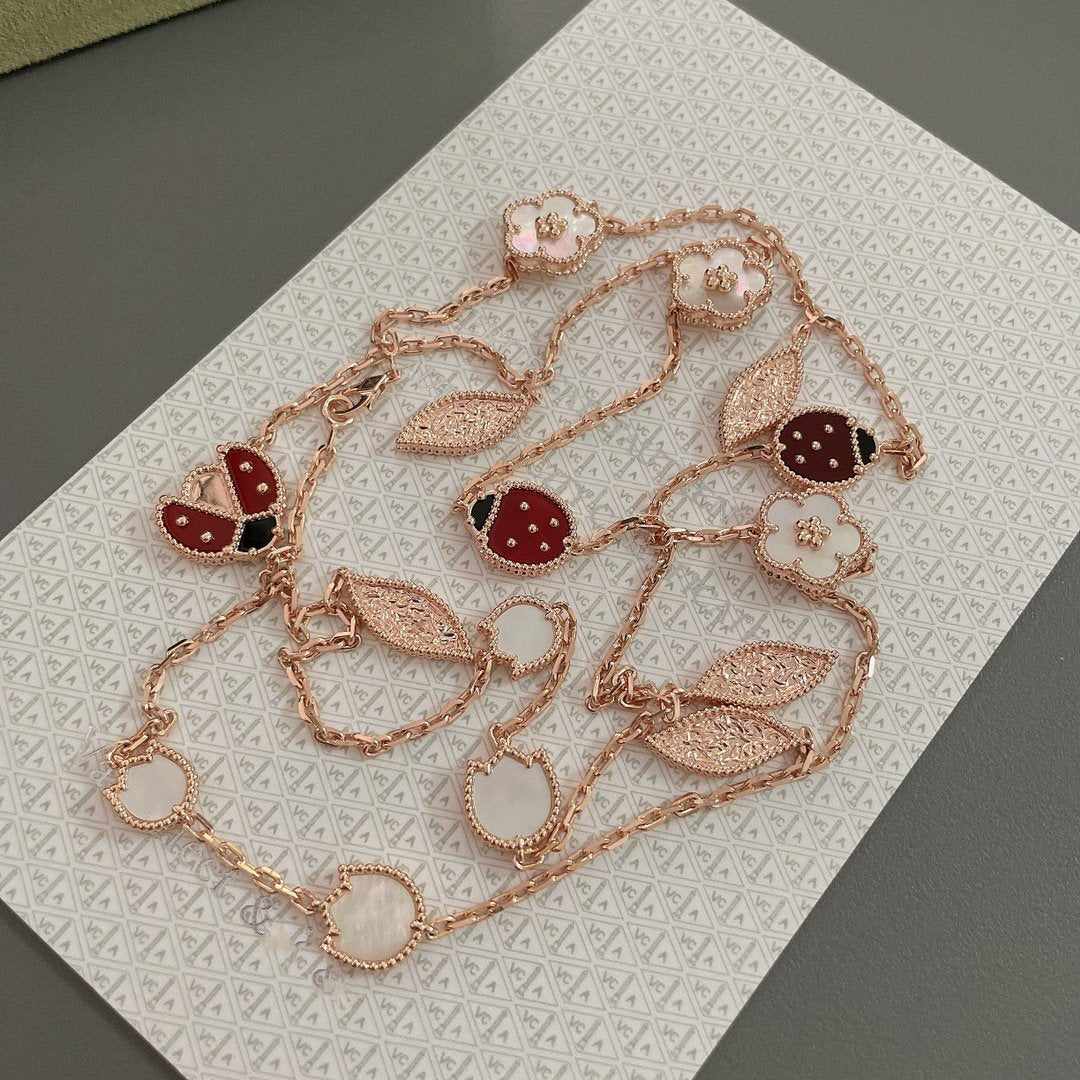 [vivabelle]LUCKY SPRING 15 MOTIFS ROSE GOLD NECKLACE