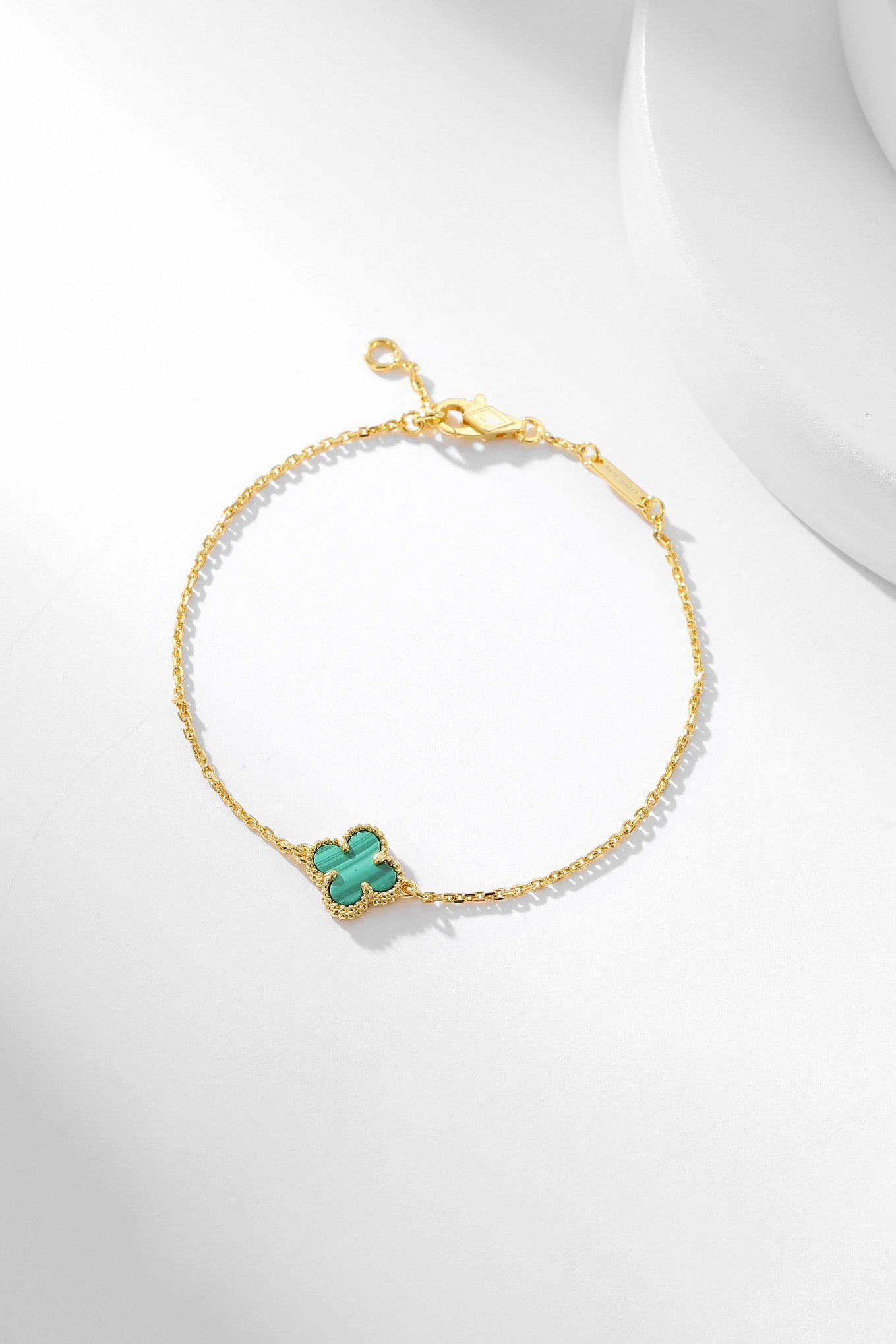 [vivabelle]CLOVER BRACELET MALACHITE 1 MOTIF