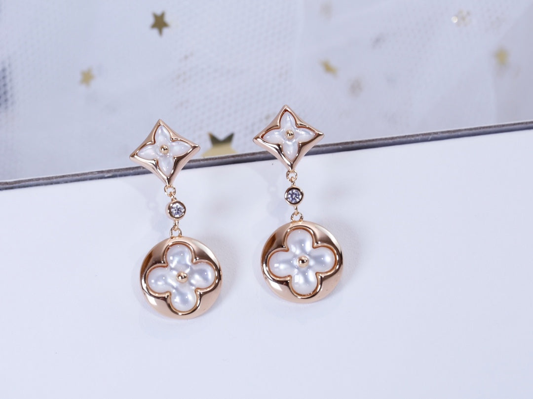 [vivabelle]STAR AND SUN PINK GOLD MOP DROP EARRINGS