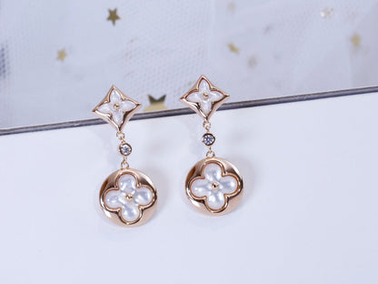 [vivabelle]STAR AND SUN PINK GOLD MOP DROP EARRINGS